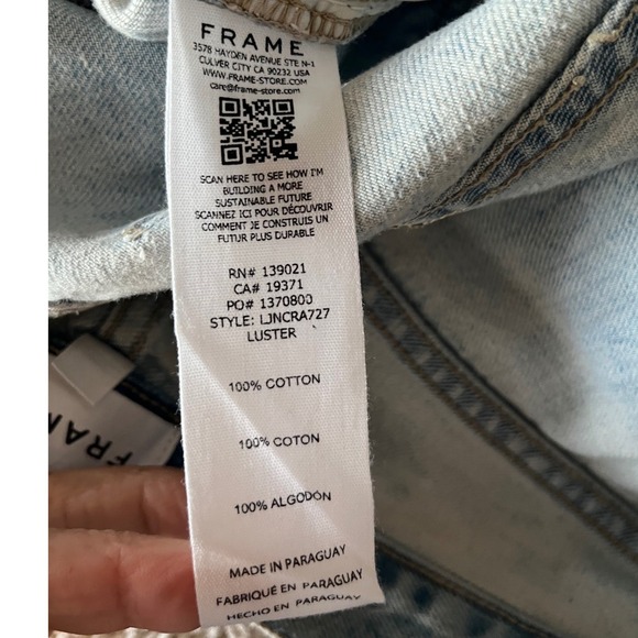 FRAME Le Jane Crop Luster Light Wash High Rise Straight Leg Jeans Size 27 - Picture 8 of 9